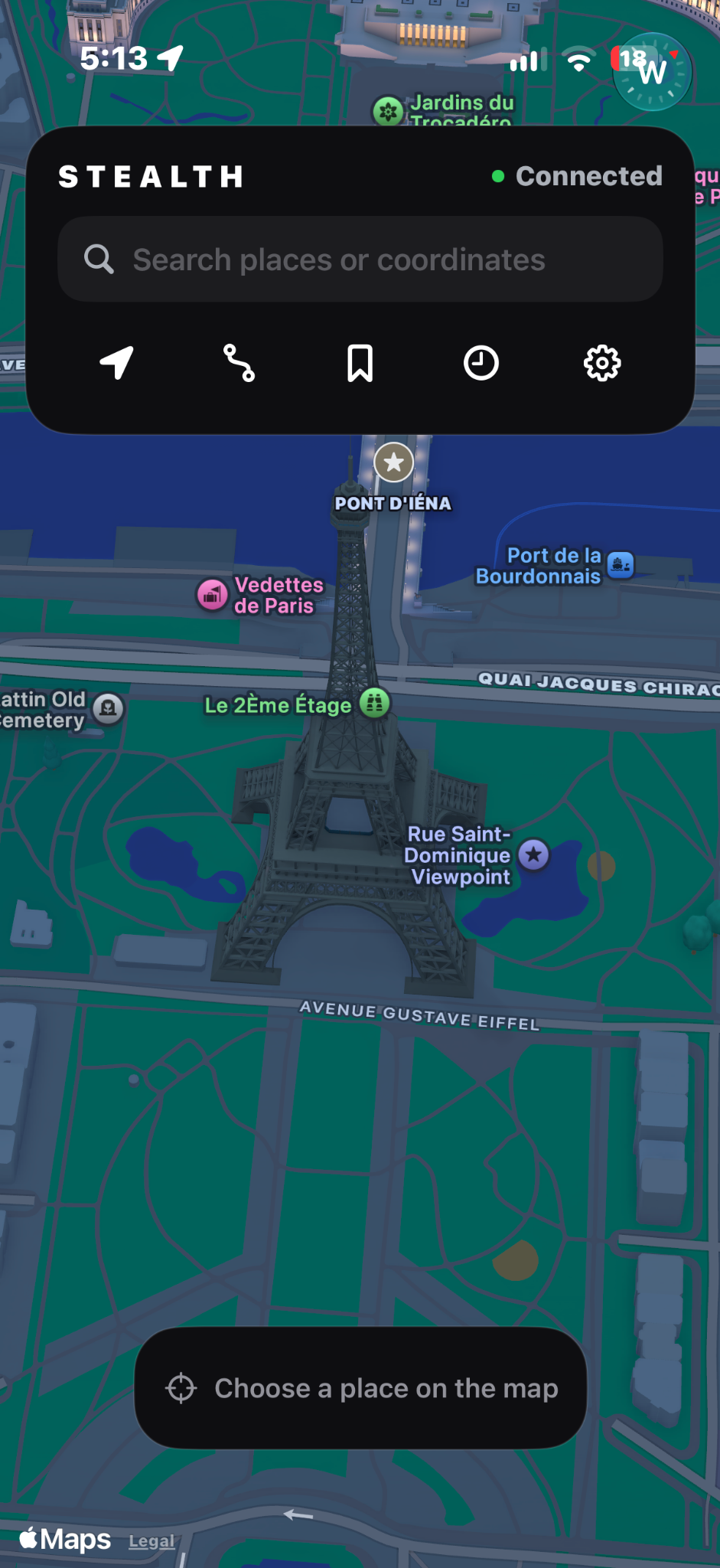 Full STEALTH iPhone screen showing Paris